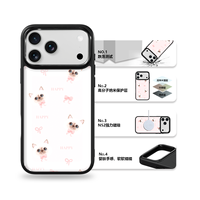 Coque de téléphone AG Feeling Black Edge avec motif chat mignon doré pour iPhone 17, 17 Pro Max, 16 Pro, 15, 15 Pro Max – Coque magnétique