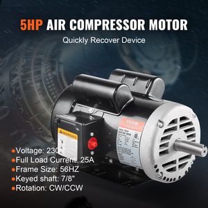 Motor eléctrico Vevor de 5Hp, 230V, 3450Rpm, monofásico, con soporte de base para compresor de aire. - Product Image 2