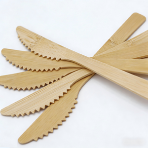 Cuchillos de Bambú 100% Compostables y Ecológicos, Cuchillo de Bambú Desechable Resistente de Longitud Regular <span class=keywords><strong>para</strong></span> Empresas de Catering de Aerolíneas - Product Image 3