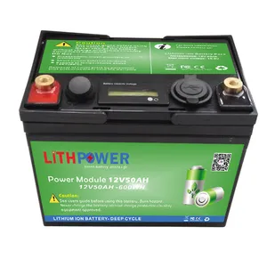 Bateria de lítio recarregável alta corrente 12v50ah lifepo4, bateria de carro de início