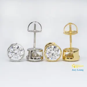 Ready To Ship Hip Hop Jewelry Pass Diamond Tester 925 Sterling Silver VVS Moissanite Diamond Classic Stud Earrings