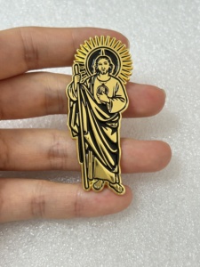 Broches en émail souple personnalisées en métal, thème Chapeau mexicain <span class=keywords><strong>Jésus</strong></span>/Judas, pour la mode de la remise des diplômes <span class=keywords><strong>et</strong></span> les thèmes religieux, vente en gros - Product Image 3