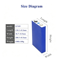 Sel Baterai LiFePO4 Solid State Ev E EV E105 3.2V 105Ah untuk Penyimpanan Energi Rumah Tenaga Surya dengan 6000 Siklus