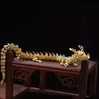 Statue de dragon chinois antique moderne traditionnelle en laiton 3D à cinq griffes, plaquée or, décoration Feng Shui pour la maison, ornement de bureau, moulée à la main