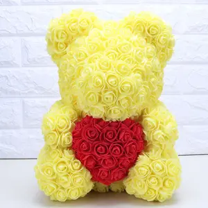 การ์ตูนน่ารักหมี Succulent ประดิษฐ์ดอกไม้หมีดอกไม้ของขวัญกล่องชุดตกแต่งหมีดอกไม้