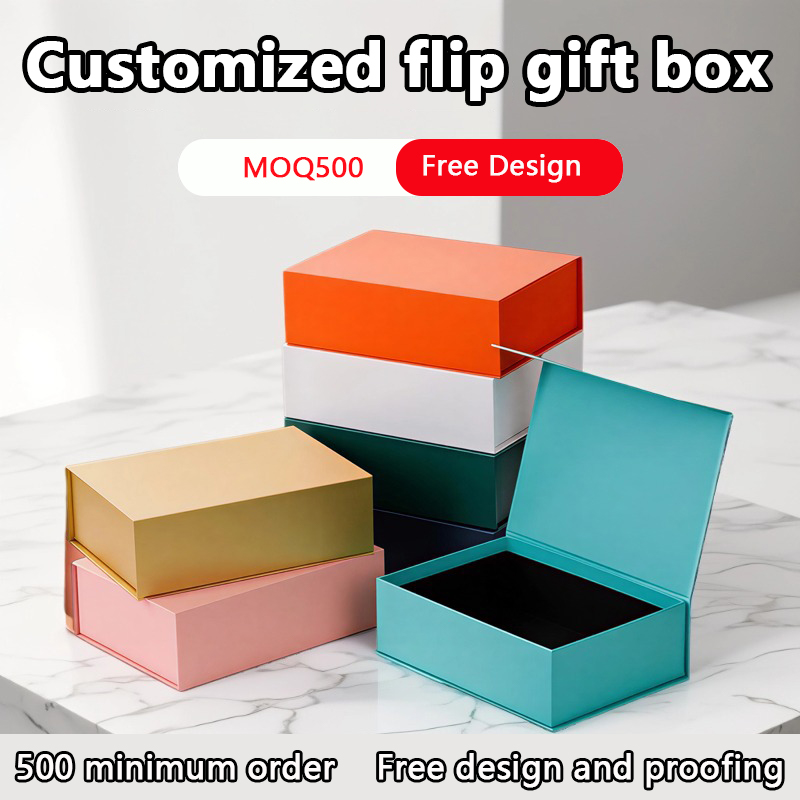 Luxury Black Folding Magnetic Box OEM Custom Logo Baffle Support Rigid Cardboard Paper Box Gift Box for Clothes Cosmetic Packing