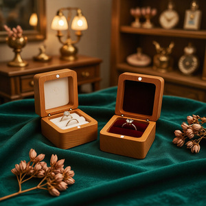 Custom Engraving Beech Wood Ring <strong>Box</strong> for Wedding, Square Wooden Jewelry <strong>Box</strong> Ring <strong>Earring</strong> <strong>Holder</strong>, Anniversary Gift Packing Case - Product Image 4