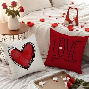Valentine's Day Love Pillow TEMU New Red Couple Pillow Cover Linen Printed <strong>Letter</strong> Pillow Sofa <strong>Cushion</strong> - Product Image 2