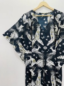 Floral Print <b>Kaftan</b> Women's <b>Long</b> Dress Boho Style Relaxed Fit Gathered Drawstring Waist Casual Wear Fashion Outfit - Product Image 2