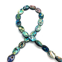Perles ovales en coquille d'ormeau avec trou droit-Pendentif coloré en forme d'oeuf pour collier/bracelet (article chaud EU/US)