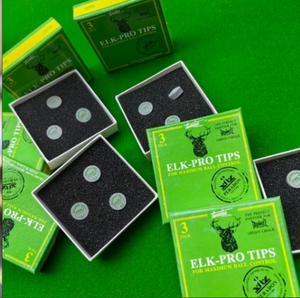 Puntali Professionali per Stecca da Snooker Marca ELK, 11mm, Durezza M/H, Materiale in Pelle Bovina, Stile Ronnie O'Sullivan, 3 Pezzi/Scatola, Biliardo - Product Image 1