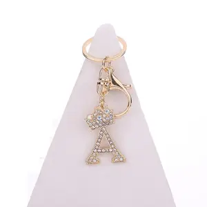 New design Initial Name Jewelry Necklace Punk Hip-hop Style pendant charm A-Z Crown Alphabet Pendant keychain