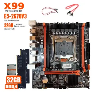 X99 материнская плата комплект с LGA 2011-3 Ксеон E5 2670 V3 процессор Количество ядер процессора 2*16G = 32 Гб DDR4 2133/2400/3200 МГц регистровая Память RAM память комбо