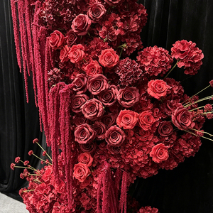 Moody Burgundy Tassel Silk Floral Handmade Modern Wedding Chinese New Year Christmas Entrance <b>Ornament</b> - Product Image 4