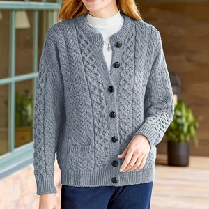 <span class=keywords><strong>Cardigan</strong></span> lavorato <span class=keywords><strong>a</strong></span> maglia <span class=keywords><strong>a</strong></span> girocollo caldo Casual oversize alla moda - Product Image 1