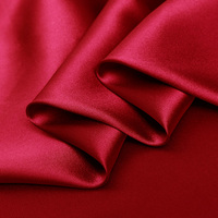 Tissu Charmeuse 100% Soie de Mûrier 16MM, Largeur 45 pouces, Couleur Rouge, Respirant, pour Robes de Mariage, Taies d'Oreiller et Doublures