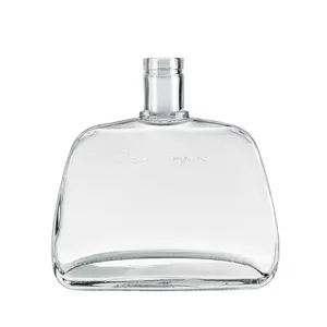 High grade clear glass 700ml 750ml thick bottom flat wide shoulder XO brandy spirit glass bottle