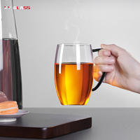 Brève conception tasse à café en verre borosilicaté faite à la main résistant à la chaleur