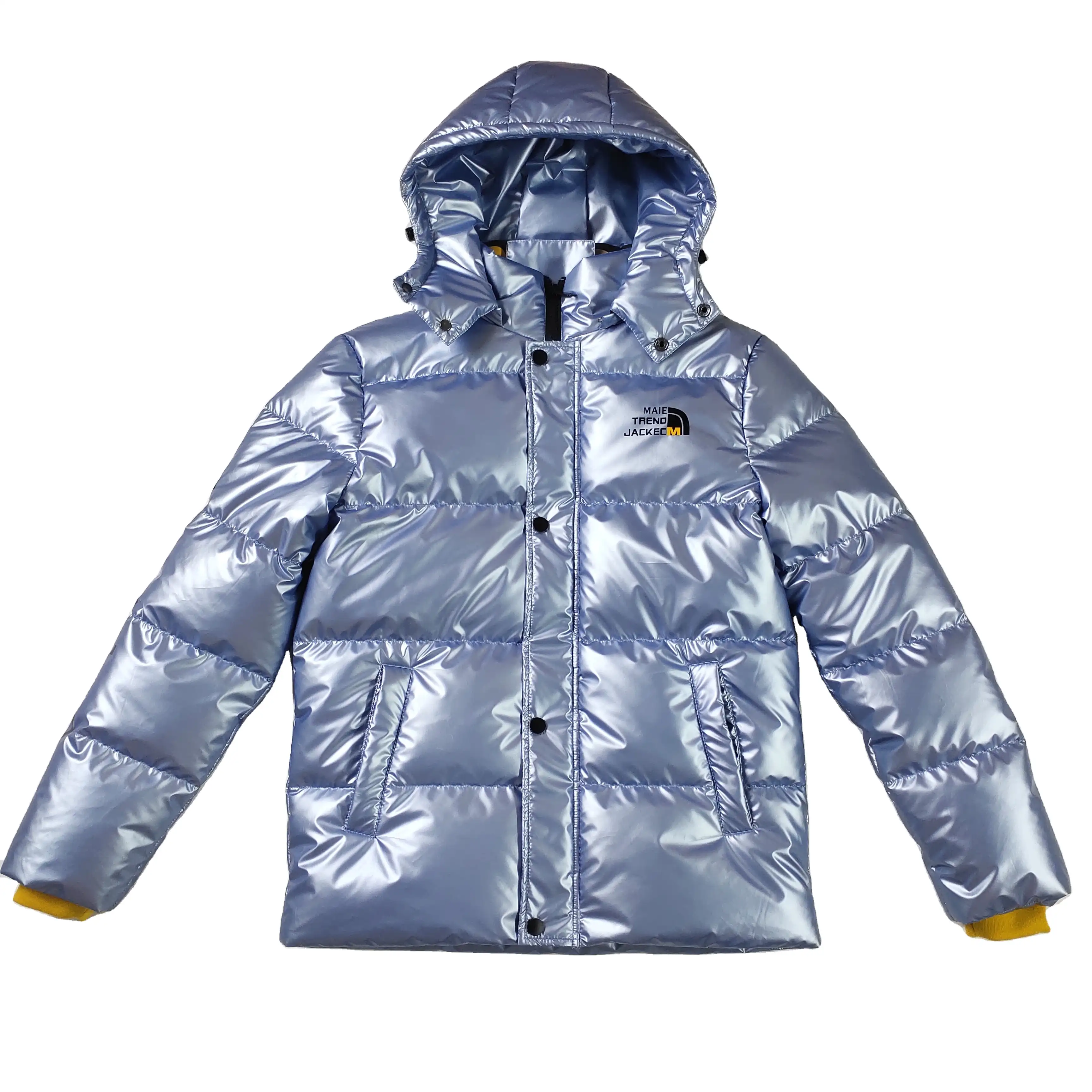 Bomlook-veste à capuche bleu ciel pour hommes, manteau d'hiver à bulles détachable, Logo personnalisé, manteau réfléchissant, ciel