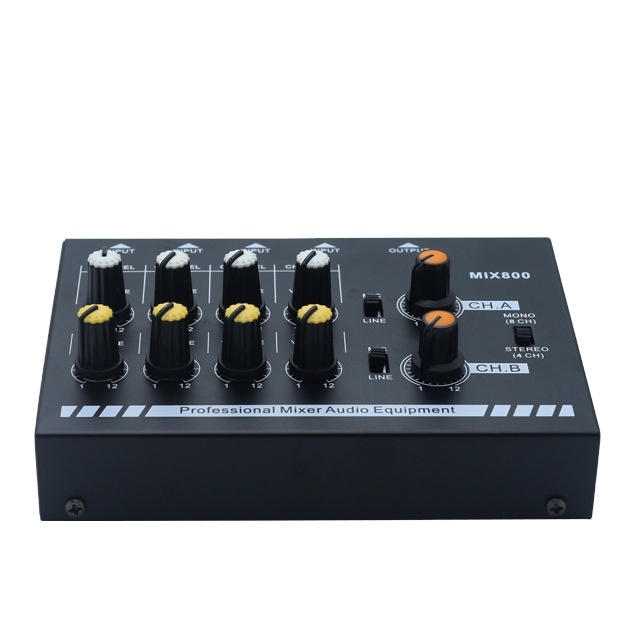 MIX800 8 Channel Mini Mixer Stereophonic Audio Mixer