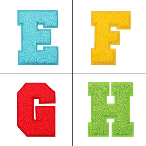 7cm A-Z huruf Alphbet handuk Chenille Patch otomatis perekat kaus topi desain huruf Logo kustom besi pada tambalan Chenille - Product Image 3