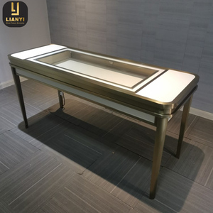 Mesa de joyería de acero inoxidable negro, mesa de trabajo de joyería brillante, mesa de exhibición de gafas de sol de tienda óptica personalizada al por menor - Product Image 4