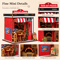 Kit de maison miniature en bois 3D à assembler soi-même, modèle de pizzeria, diorama de rue, jouet artisanal, décoration pour la maison ou le bureau