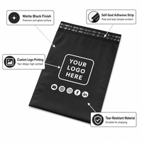 Sac d'expédition noir personnalisé en polyéthylène mat avec logo, imperméable et indéchirable, pour vêtements
