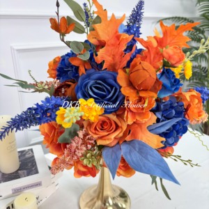 Bola de Flores Artificiales para Decoración de Bodas, Color Naranja y Azul, para Centros de Mesa, Decoración de Mesa, Venta Caliente DKB - Product Image 3