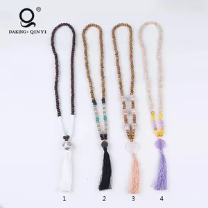 Boho Fashion Designs Handmade Women Wood Beaded Long Necklace