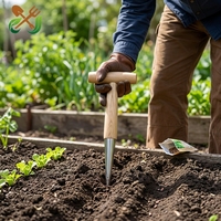 Alat Tanam dari Baja Anti Karat yang Tahan Lama, Pegangan Kayu Bentuk T, Penanam Umbi, Sarung Tangan Berkebun, Alat Kebun Manual OEM untuk Penyemaian