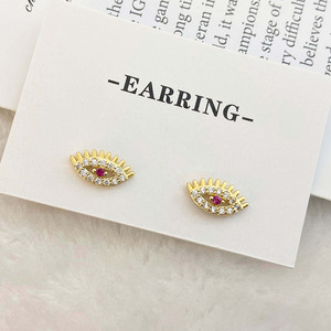 <span class=keywords><strong>Vente</strong></span> d'usine bijoux <span class=keywords><strong>de</strong></span> fête chaude 925 argent Sterling noir/rubis Zircon cubique oeil exquis avec cils boucles d'oreilles pour les femmes - Product Image 5