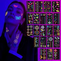 Lueur dans le noir tatouage néon maquillage temporaire Rave Festival accessoire faux visage papillon tatouage UV Blacklight pour les femmes fête