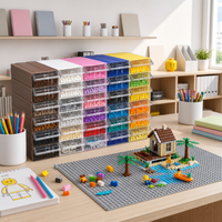 Boîte de rangement modulaire en plastique transparent pour briques, quincaillerie, vis et petites pièces - Rangement écologique pour l'organisation de la maison
