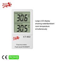 Thermomètre numérique pour aquarium, grand écran LCD affichant simultanément la température de l'eau et la température intérieure ℃ / ℉   Commutable, fixation adhésive, alimenté par LR1130