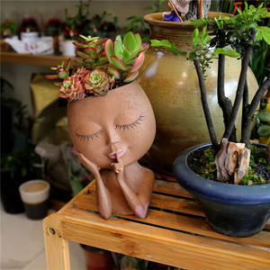 <span class=keywords><strong>Maceta</strong></span> con cabeza de chica linda, <span class=keywords><strong>busto</strong></span> de resina, estatua, <span class=keywords><strong>maceta</strong></span> de cara, florero de arte decorativo para plantas de interior y exterior, macetas de jardín femeninas con agujero - Product Image 3