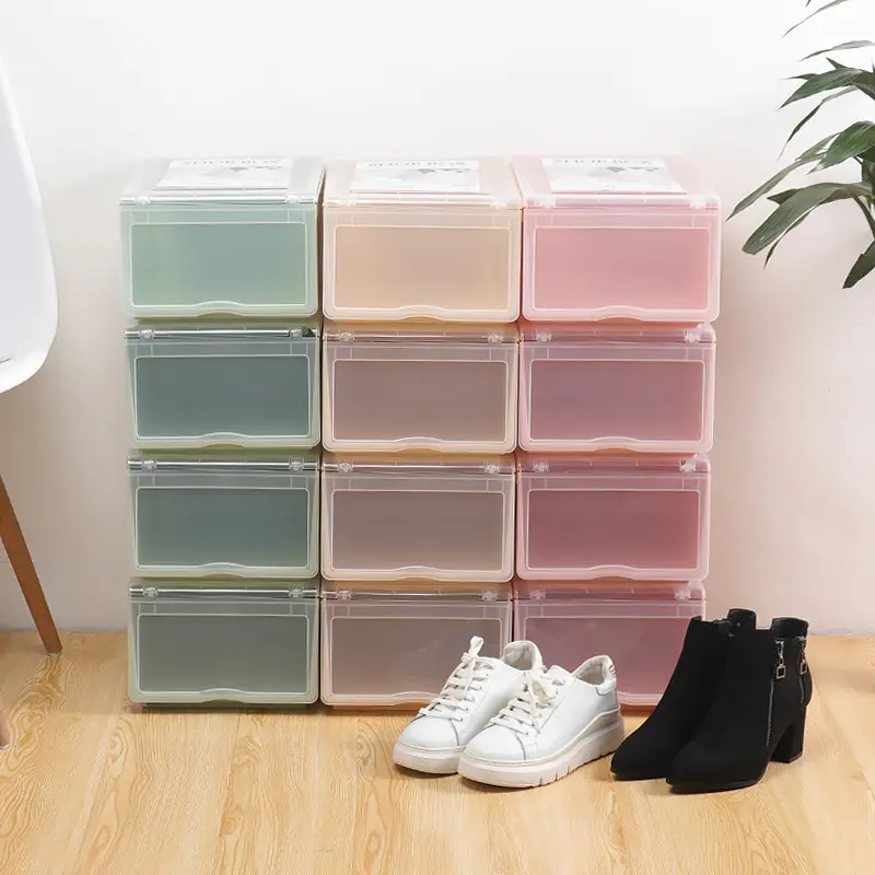 plastic shoe storage box with lid