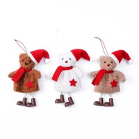 Nouvelle Décoration de Noël Transfrontalière : Pendentif Créatif en Tissu Ours avec Chapeau de Père Noël, Style Européen et Américain, pour Arbre de Noël