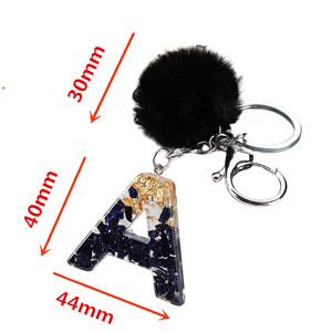 <span class=keywords><strong>Porte</strong></span>-Clés Pompoms à Boule Noire Créatifs Très Demandés, Breloques de Sacs, Chaînes de Clés de Voiture, Lettres A-Z, <span class=keywords><strong>Porte</strong></span>-Clés en Résine Époxy - Product Image 4