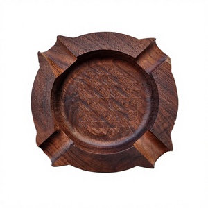 Hand Crafted Classic <b>Portable</b> Smoking <b>Ashtray</b> Engraved Acacia Wood Cigar Holder for Home Hotel Restaurant Easy to Handle - Product Image 2