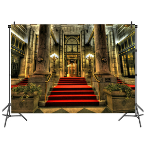 Toile <span class=keywords><strong>de</strong></span> <span class=keywords><strong>fond</strong></span> pour fête, impression <span class=keywords><strong>informatique</strong></span>, avec motifs <span class=keywords><strong>de</strong></span> tapis rouge, entrée d'hôtel Plaza, bâtiment <span class=keywords><strong>de</strong></span> New York, escalier et colonne lumineuse - Product Image 1