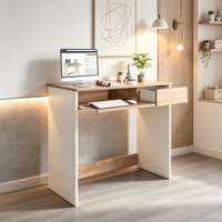 Plateau de clavier coulissant en mélamine blanche de 80 cm avec fermeture douce, base à glissières, capacité de charge de 100 kg, pour usage minimaliste à la maison, dans la chambre, pour bureau d'ordinateur moderne