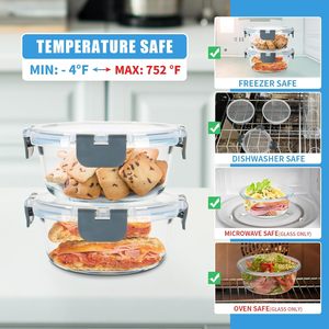 New Design Ribbed Microwavable Pressed <b>Glass</b> Food Container Lunch <b>Boxes</b> with Leak-Proof Lids Freezer Safe - Product Image 4