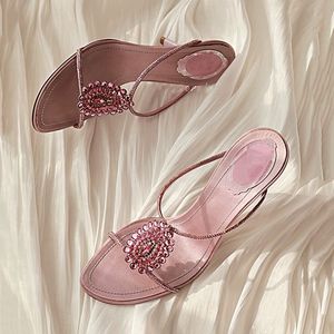 Scarpe Donna Tacco Alto Rhinestone High Heel Mules Elegant Open Toe <b>Slide</b> Sandals Heels for Party & Wedding - Product Image 2