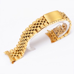 Correa de Reloj de Metal de 13 mm, 17 mm, 18 mm, 19 mm, 20 mm, 21 mm, 22 mm, Extremo Curvo, Acero Inoxidable Sólido, Brazalete Dorado y Plateado para Relojes de Lujo - Product Image 2