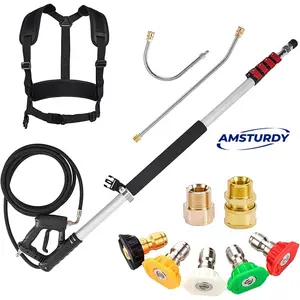 Amsturdy TW20 24ft maximum extension 4000psi with nozzles belt comercial grade pressure washer telescopic metal magic wand