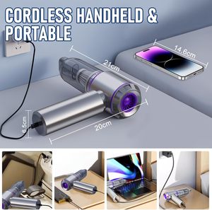 6000 мАч перезаряжаемый Электрический воздуходувка, 3 передачи, 15 кПа, 75000 об/мин, бесщеточный пылесос для автомобиля, дома - Product Image 5