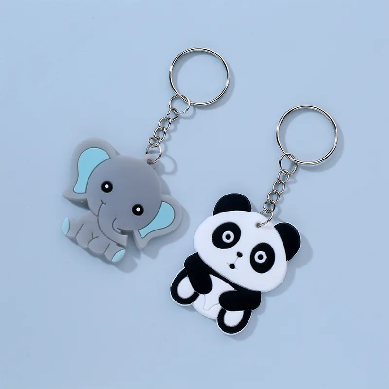 Cartoon pvc soft glue animal series portachiavi Panda baby elephant ciondolo cute Beetle portachiavi ciondolo portachiavi