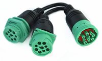 مقاوم للماء Overmolded J1939 نوع 2 الخائن ذ كابل 1 ذكر إلى 2 موصلات 9pin الإناث