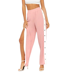 <span class=keywords><strong>Pantaloni</strong></span> <span class=keywords><strong>Palazzo</strong></span> da <span class=keywords><strong>Donna</strong></span> KY con Vita Elasticizzata, Gamba Dritta, Bottoni a Pressione Laterali e Strisce Contrastanti Staccabili - Product Image 1